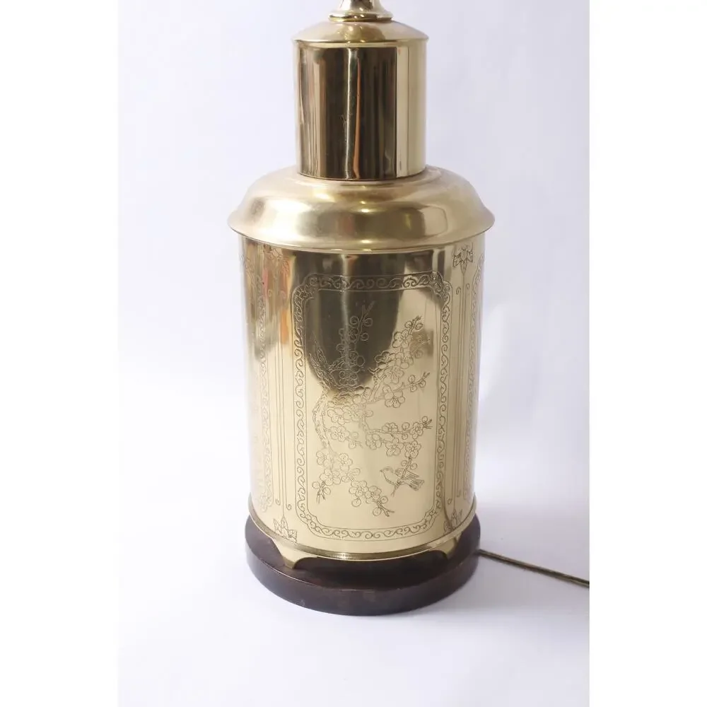Vintage Brass Tea Canister Lamp Chinoiserie Gold-tone Asian style~260702-WH 1171